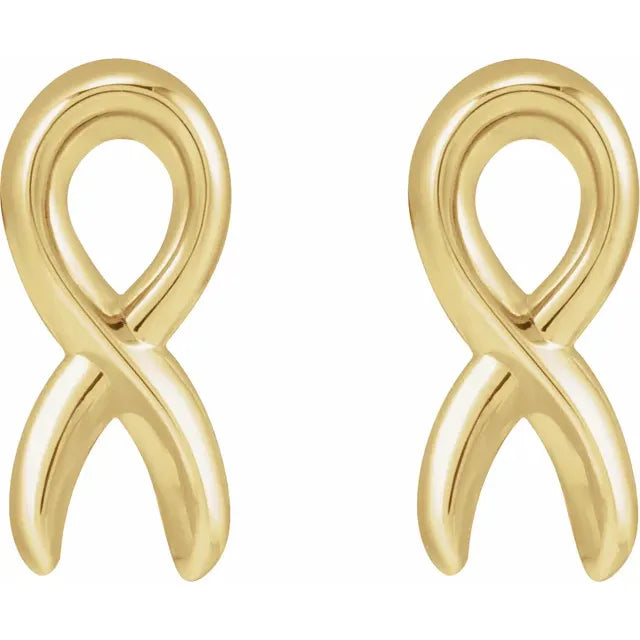 14K Yellow Gold Survivor Ribbon Earrings