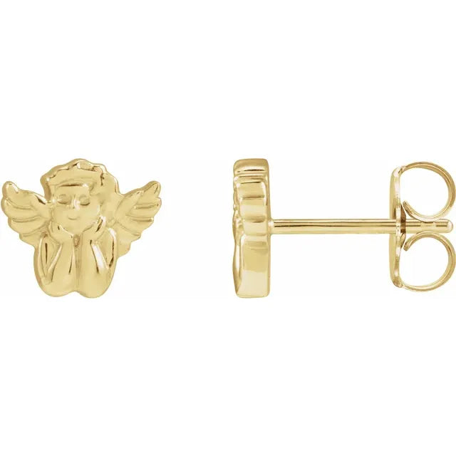 14K Yellow Gold Left Cherub Earring