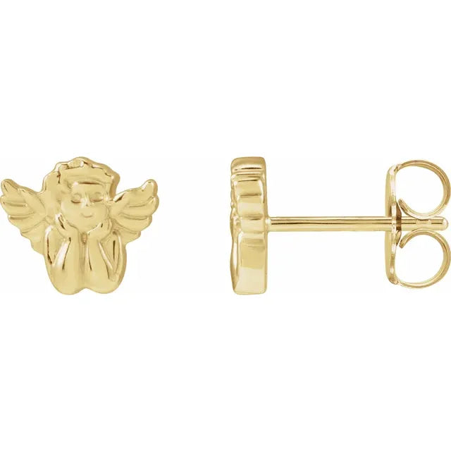 14K Yellow Gold Right Cherub Earring