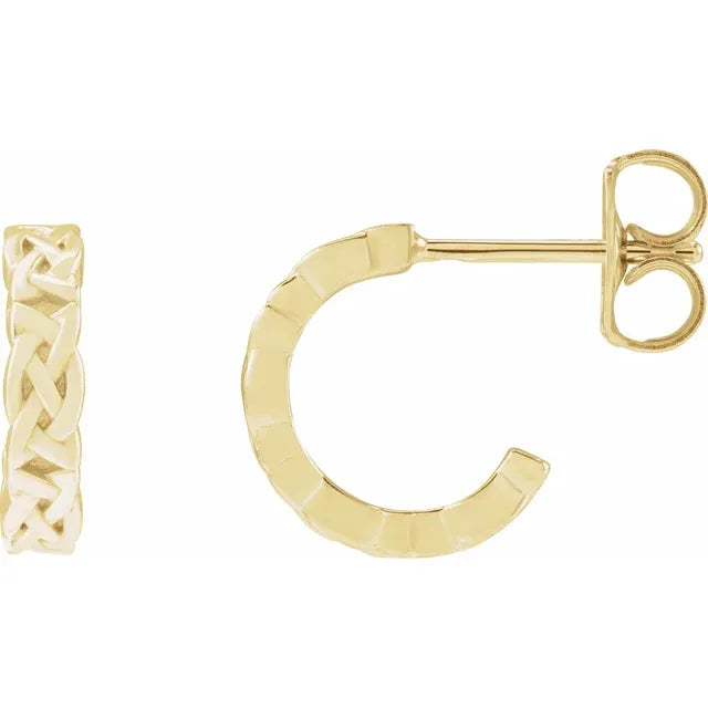 14K Yellow Gold 10.25 mm Celtic-Inspired Hoop Earrings