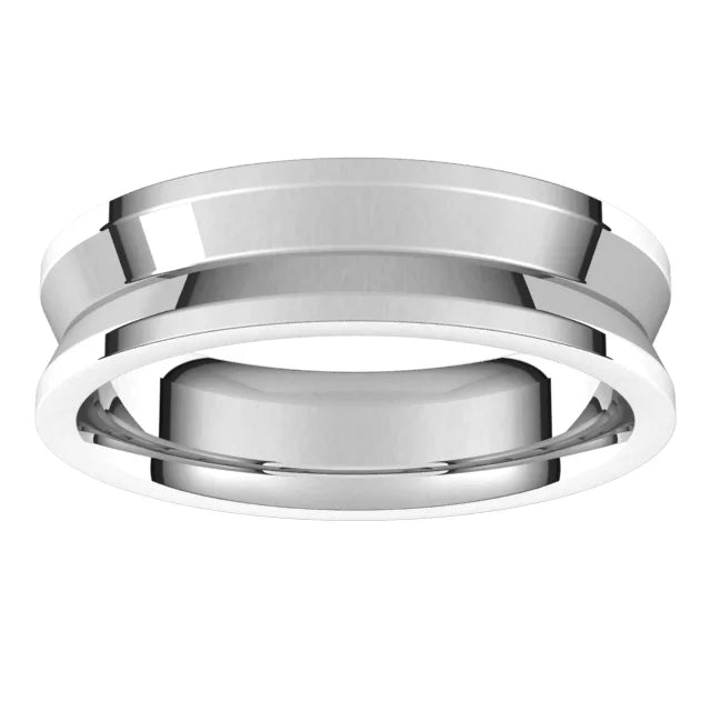14K White Gold 6 mm Reversed Knife Edge Band