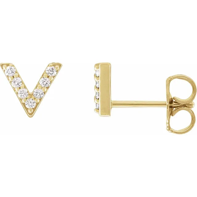 14K Yellow Gold 1/10 CTW Natural Diamond V Earrings