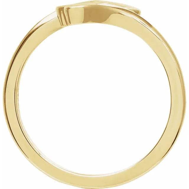14K Yellow Gold Engravable Double Heart Bypass Ring