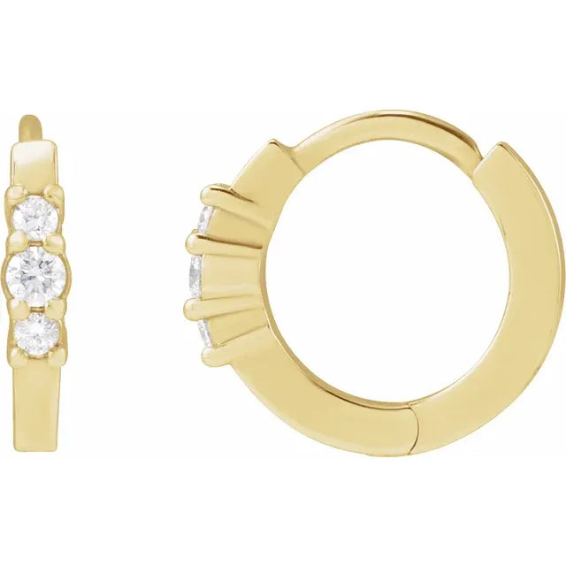 14K Yellow Gold CTW Natural Diamond Hinged Hoop Earrings