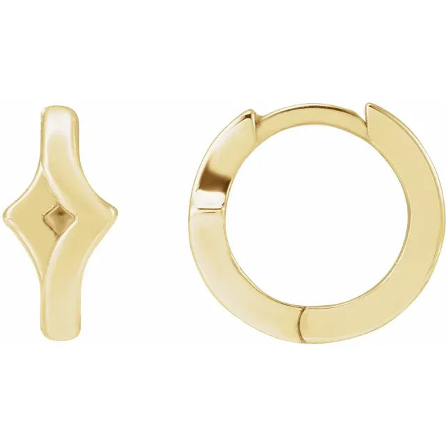14K Yellow Gold Right Geometric Huggie Hoop Earring
