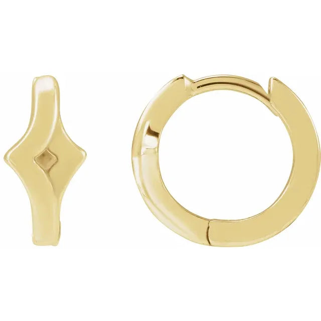 14K Yellow Gold Left Geometric Huggie Hoop Earring