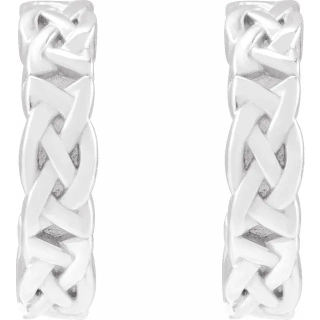 14K White Gold Celtic-Inspired Hoop Earrings