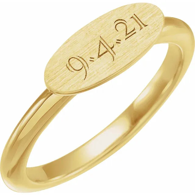14K Yellow Gold 13x5.5 mm Oval Signet Ring