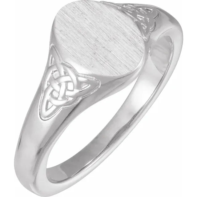 Sterling Silver Engravable Oval Celtic-Inspired Signet Ring