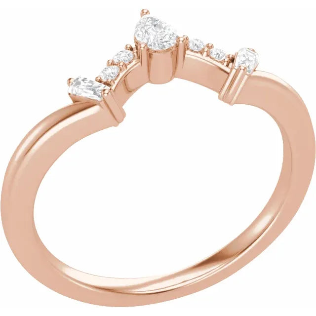 14K Rose Gold 1/5 CTW Natural Diamond Contour Band