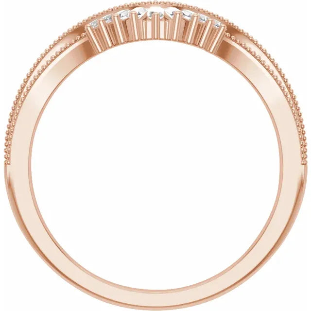 14K Rose Gold 1/6 CTW Natural Diamond Contour Band