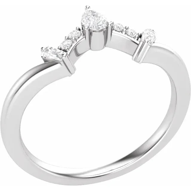 14K White Gold 1/5 CTW Natural Diamond Contour Band