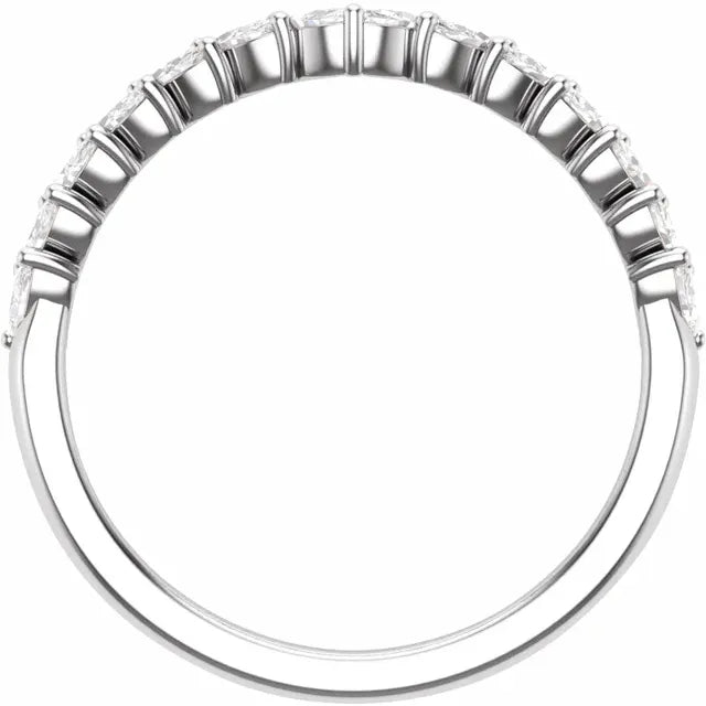 14K White Gold 3/8 CTW Natural Diamond Contour Band