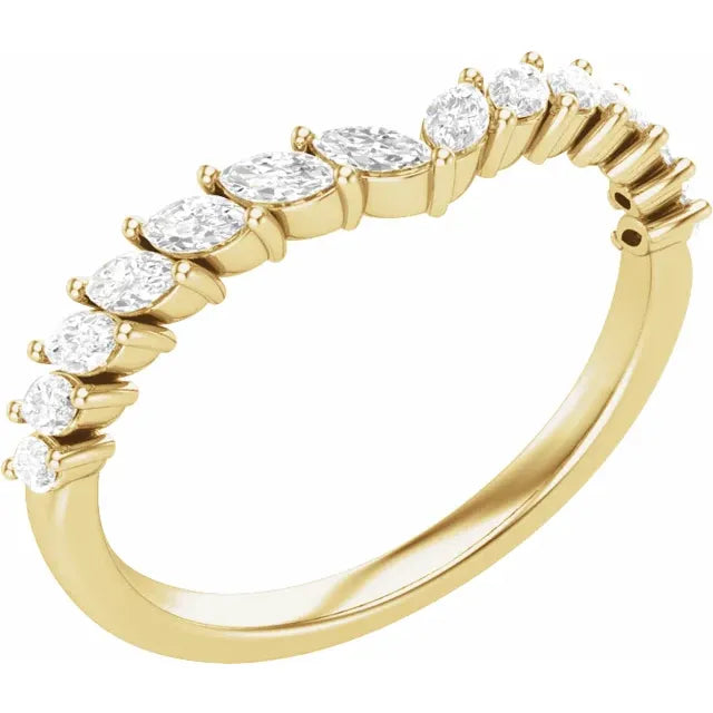 14K Yellow Gold 3/8 CTW Natural Diamond Contour Band
