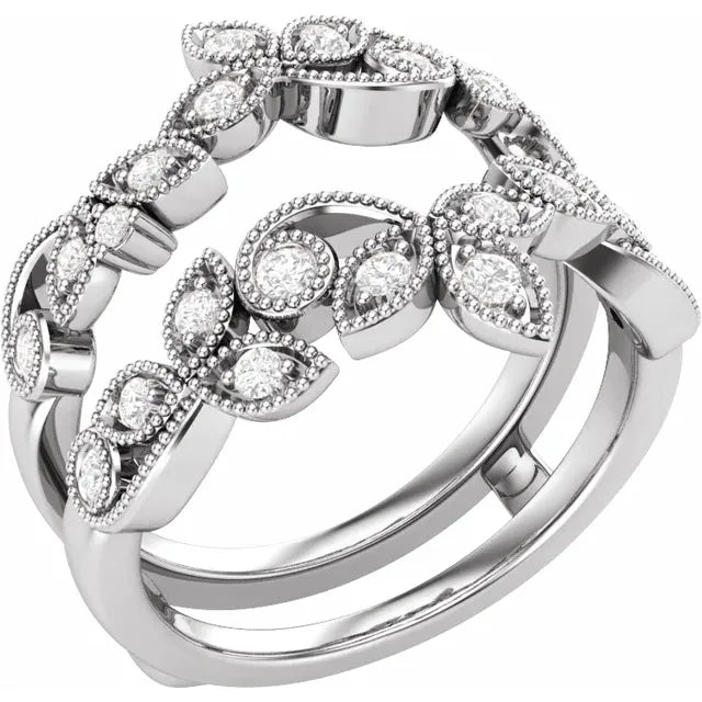 14K White Gold 1/3 CTW Natural Diamond Ring Guard