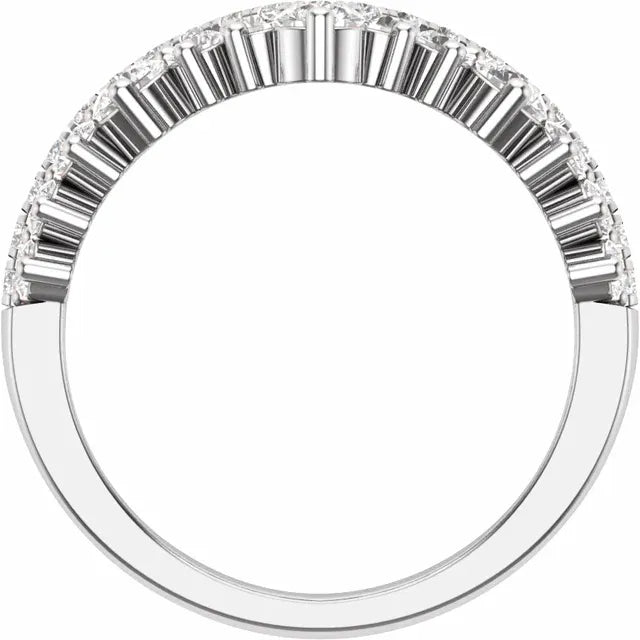 14K White Gold 1 CTW Lab-Grown Diamond Contour Band