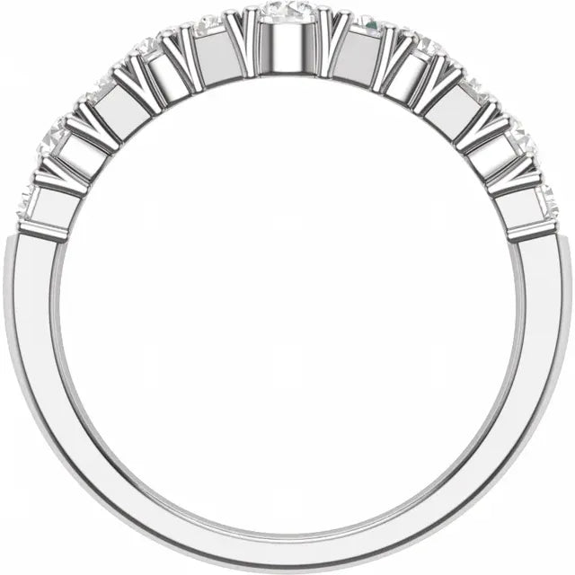 14K White Gold 1 CTW Lab-Grown Diamond Contour Band
