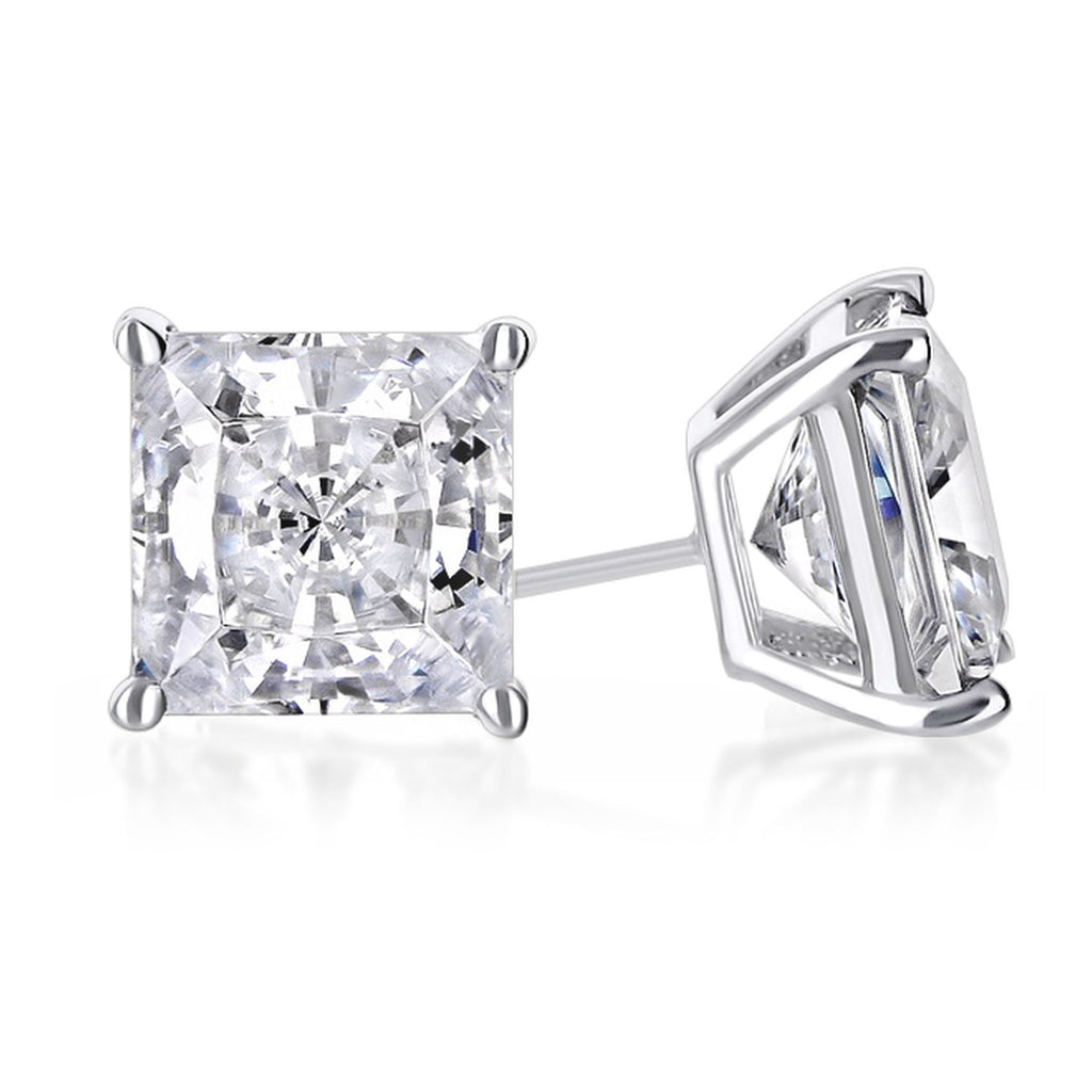 10k White Gold Plated 2 Ct Created White Sapphire Princess Cut Stud Earrings