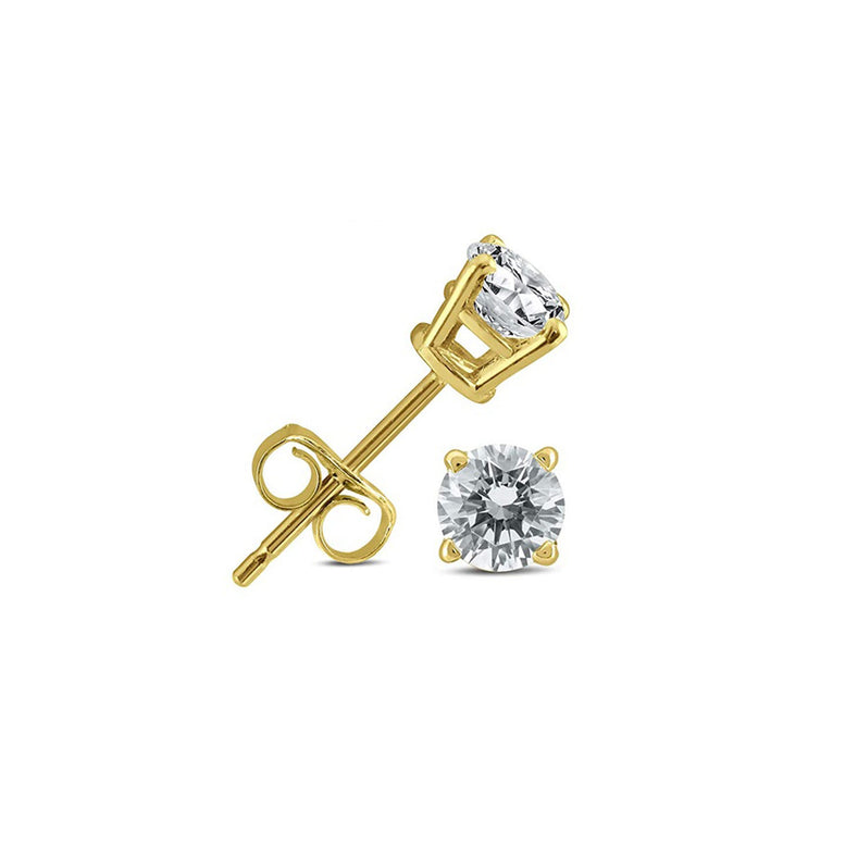 10K Yellow Gold 1/4 Carat Round Created Diamond CZ Stud Earrings Gold Plated