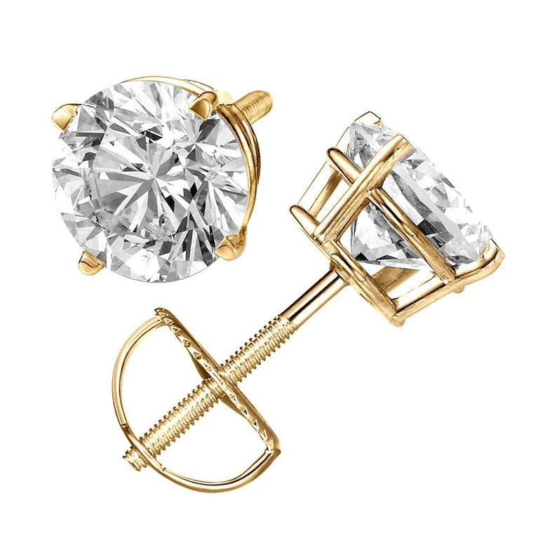 10k Yellow Gold 1/4 Carat Round Created Diamond Stud Earrings Gold Plated