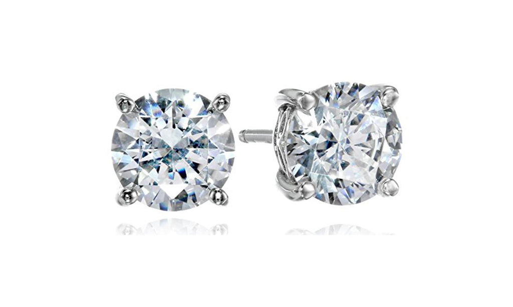 Platinum Plated 3 cttw Round CZ Stud Earrings