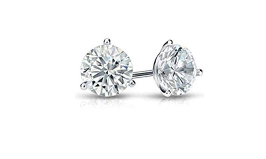 14k White Gold Plated 0.33 ct Round White Cz Stud Earrings