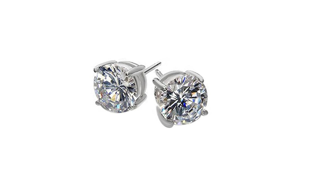 White Gold Plated Round 1.5 Ct Cubic Zirconia Stud Earrings