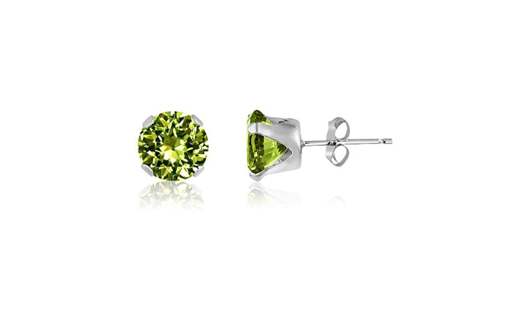 14k White Gold Plated 10mm 13.16 CT Green CZ Stud Earring