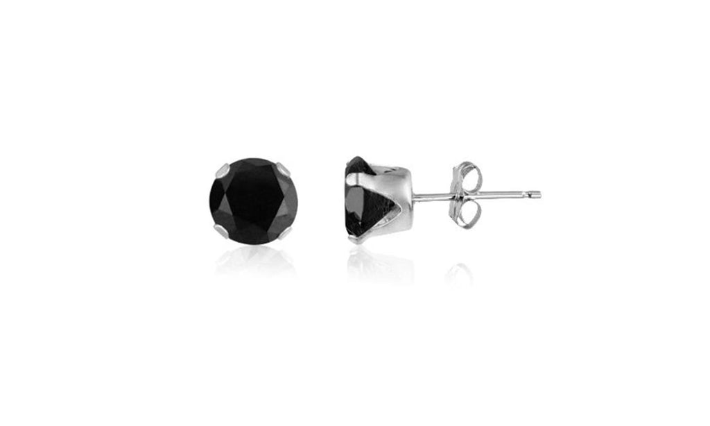 White Gold Plated 8MM Round 6.92 CT CZ Stud Earrings