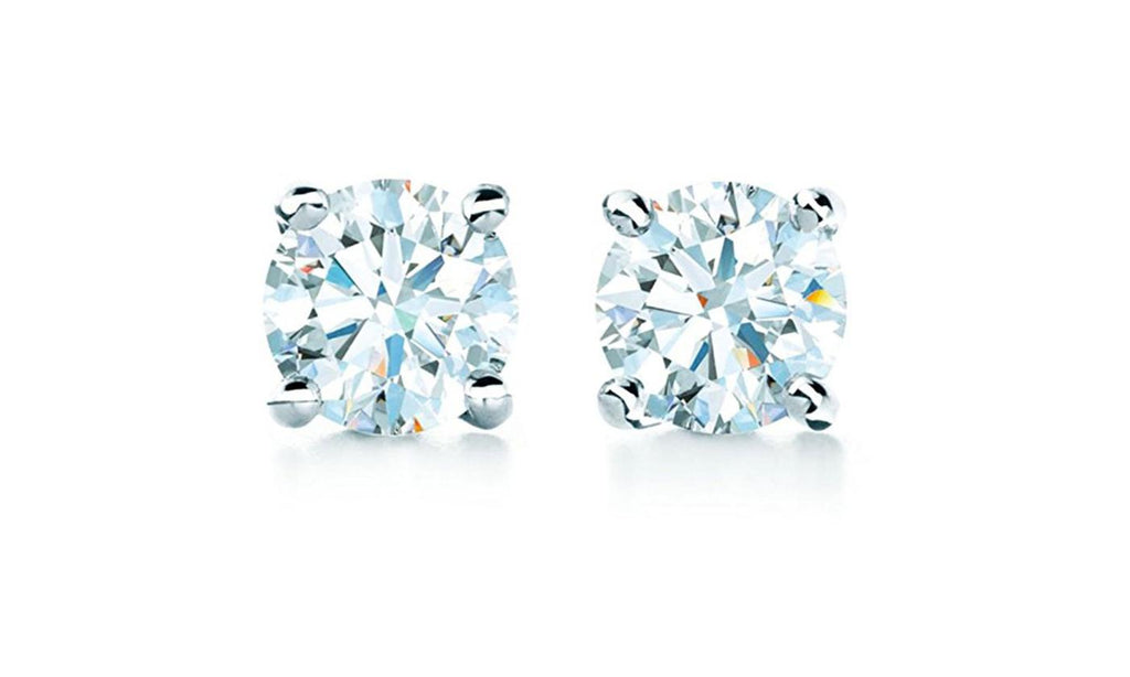 Rhodium Plated 5mm Round CZ Stud Earrings