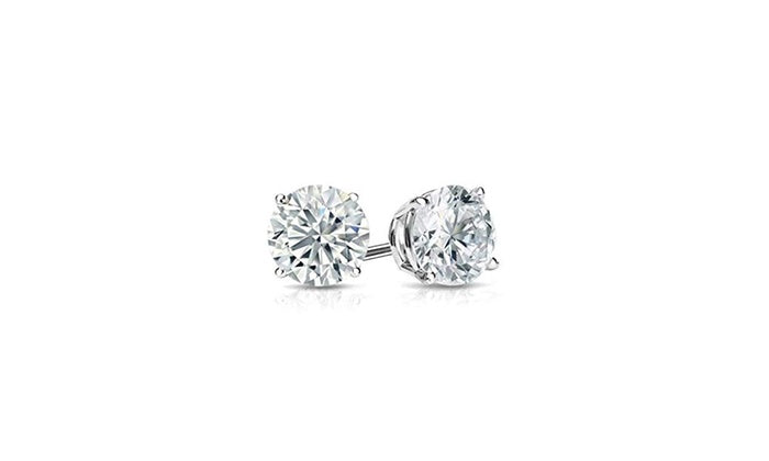 14k White Gold Plated 0.50 ct Round White Cz Stud Earrings
