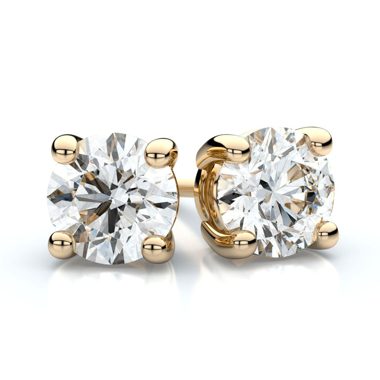 14k Yellow Gold Over Silver 8mm Round Cut Created White Diamond Stud Earrings Gold Plated
