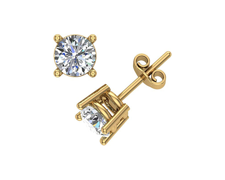 14k Yellow Gold 1/4 Carat 4 Prong Solitaire Diamond Stud Earrings
