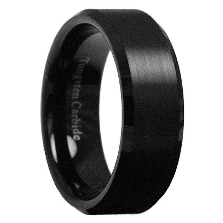 Paris Jewelry Tungsten Black Brushed Ring Wedding Band 8mm For Men & Women (Size 7 - 12)
