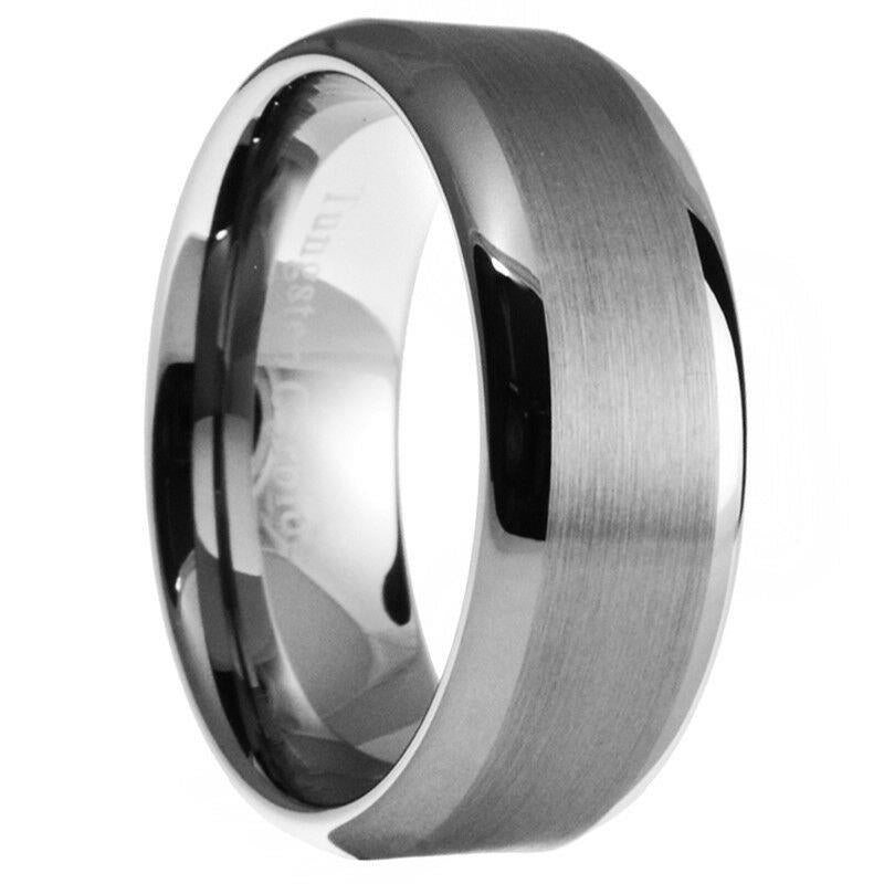 Paris Jewelry 8mm Tungsten Black Brushed Ring Wedding Band For Unisex (Size 7 - 12)