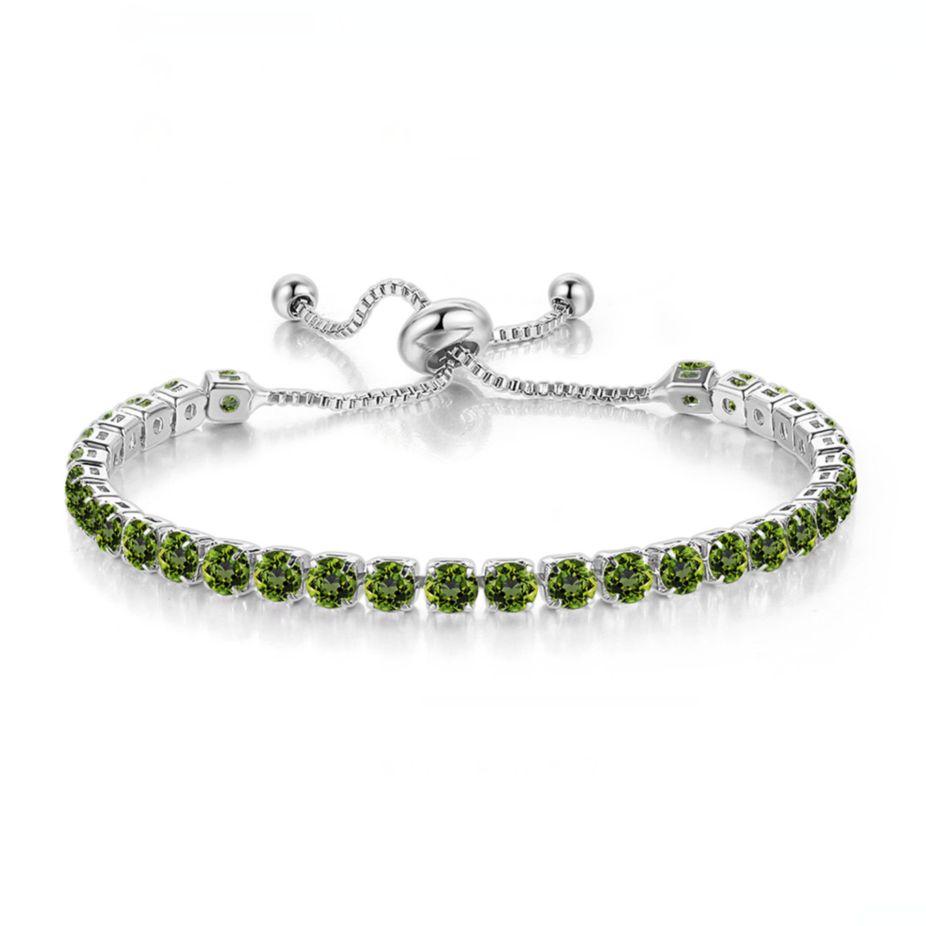 10k White Gold 7 Cttw Created Emerald Round Adjustable Tennis Plated Bracelet