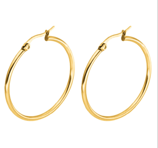 24k Yellow Gold Plated 35mm Hoop Earrings Plated