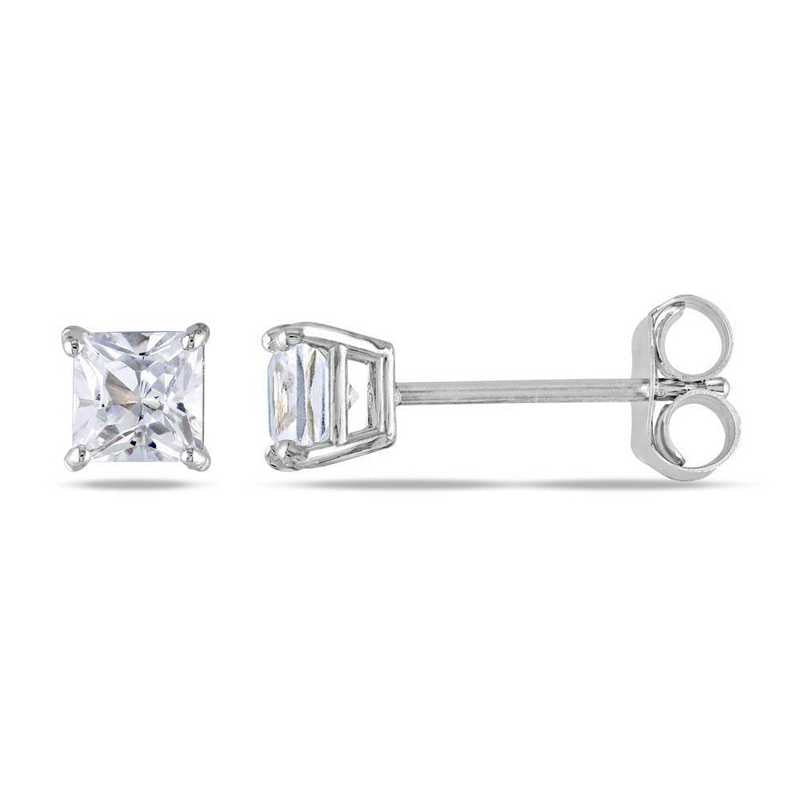 10k White Gold Plated Created White Sapphire 4Ct Square Cut Stud Earrings