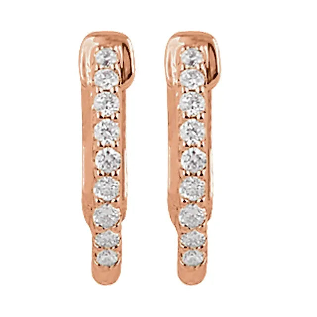 14K Rose Gold 1/4 CTW Natural Diamond Inside-Outside Hinged Hoop Earrings