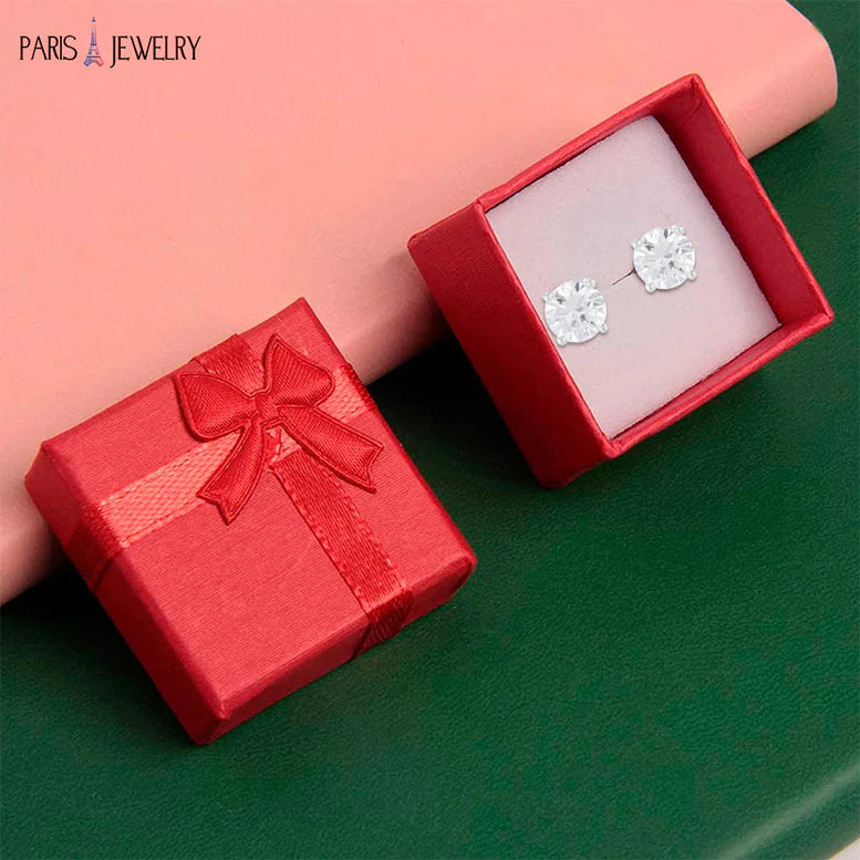 14k White Gold 1/4 Carat Solitaire Created White Diamond Stud Earrings (J-K, I2-I3)