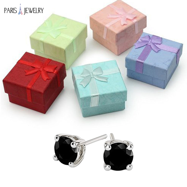 14k White Gold Natural 1/2 Ct Round Black Created Diamond CZ Stud Earrings Pack Of 2 Gold Plated