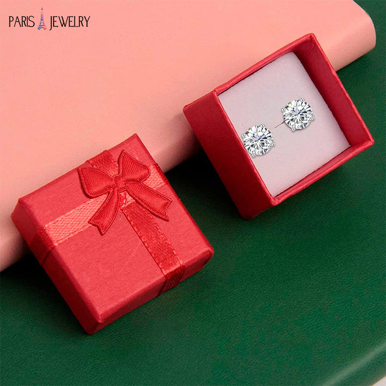 14k White Gold Over Silver 8mm Round Cut Created White Diamond CZ Stud Earrings Gold Plated