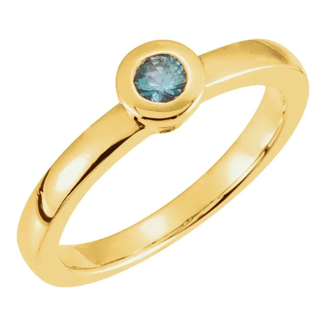 14K Yellow Gold 4 mm Round Bezel-Set Solitaire Ring Mounting