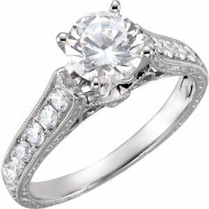 14K White Gold Round 1/3 CTW Natural Diamond Semi-Set Engagement Ring