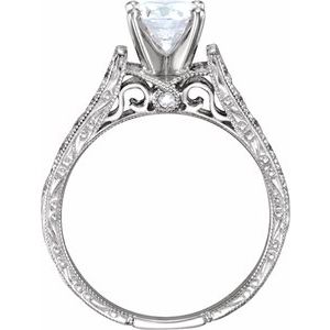 14K White Gold Round 1/3 CTW Natural Diamond Semi-Set Engagement Ring