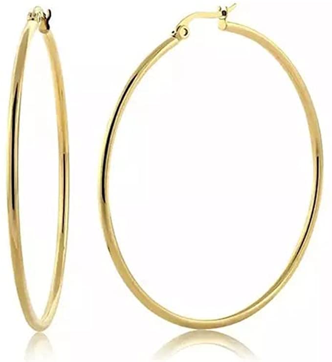 Paris Jewelry 18k Yellow Gold Plated Hoop Earrings (50mm Dia)