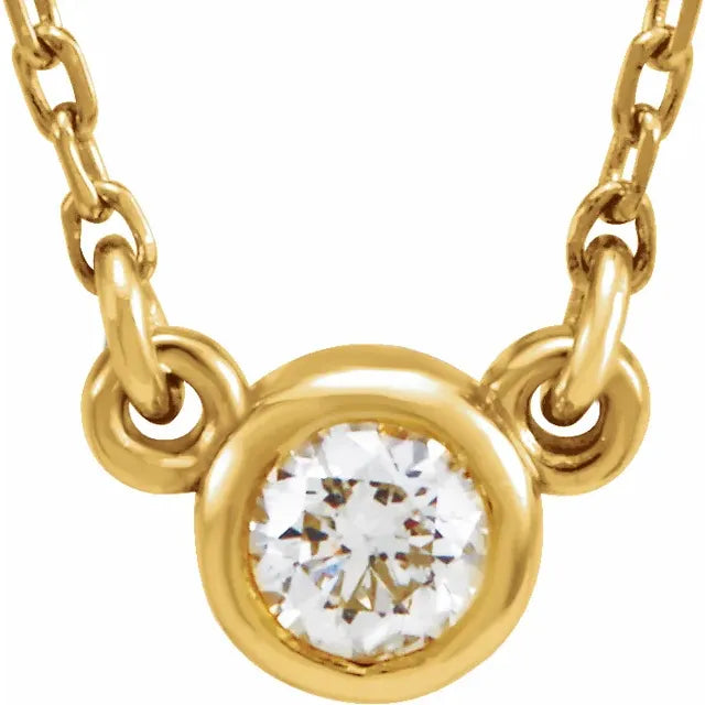 14K Yellow Gold Stuller Lab-Grown Moissanite Solitaire 18" Necklace
