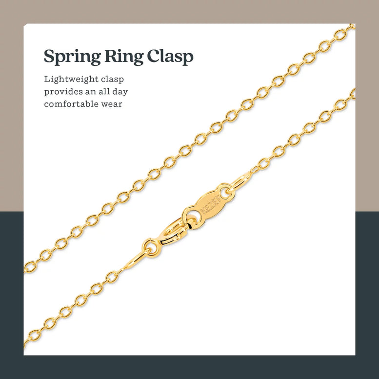 Paris Jewelry 18k Yellow Gold Cable Chain Necklace Italian 1.3mm Plated