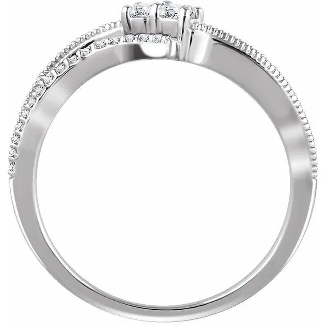14K White Gold 1/4 CTW Natural Diamond Two-Stone Ring