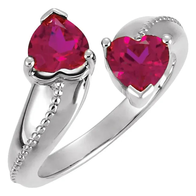 Sterling Silver 6x6 mm Heart Two-Stone Ring Mounting